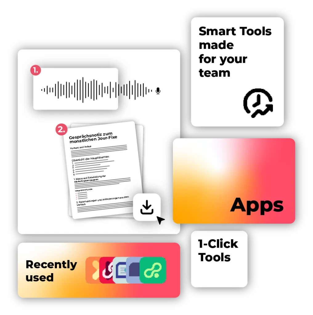 Infografik zu KIWAY Apps mit Appsangebot, Smart Tools und One-Click-Tools