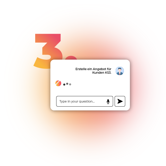 Prozessgrafik Schritt 3 mit Chatfenster und digitaler Antwort